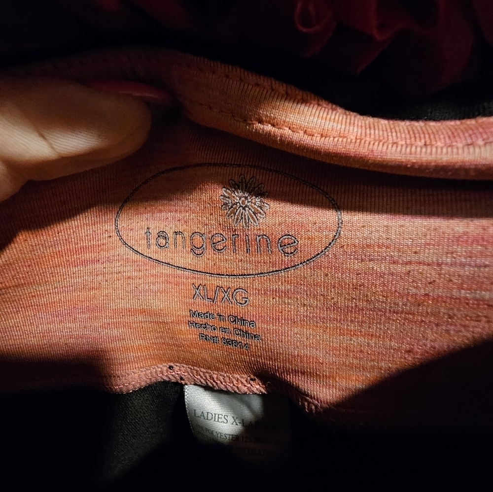 Tangerine Womens Athletic Black Capri Leggings with Orange Accents - Picture 2 of 5